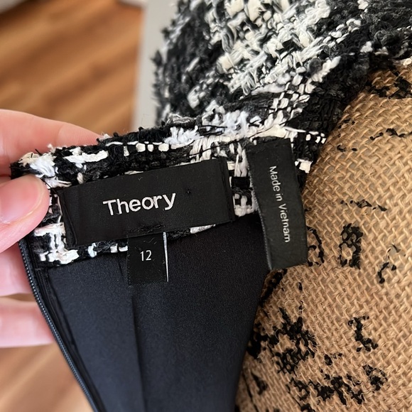 Theory Sculpt U Dress Rubber Tweed Sheath Plaid - Picture 9 of 10